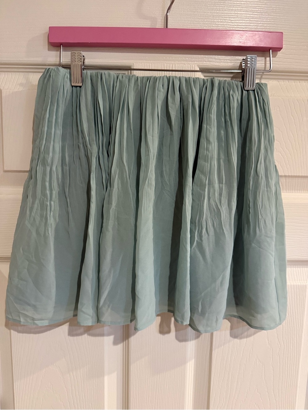 BCBGeneration Pleated Chiffon Mini Skirt in Sage Green
